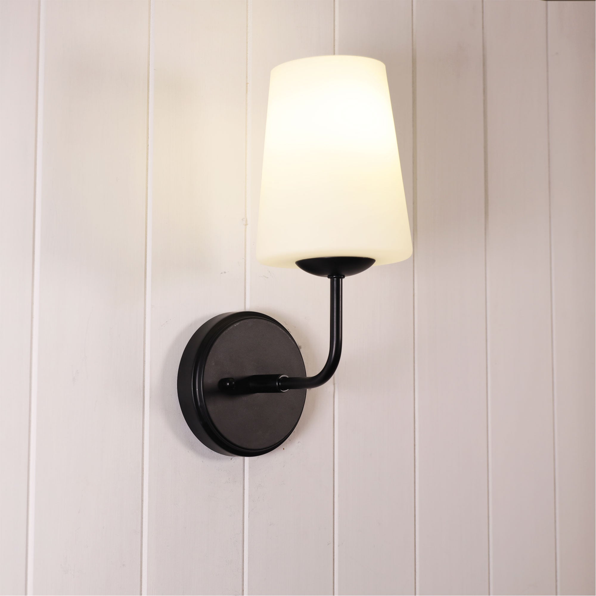 Hopley Black & Opal Glass E27 Wall Light