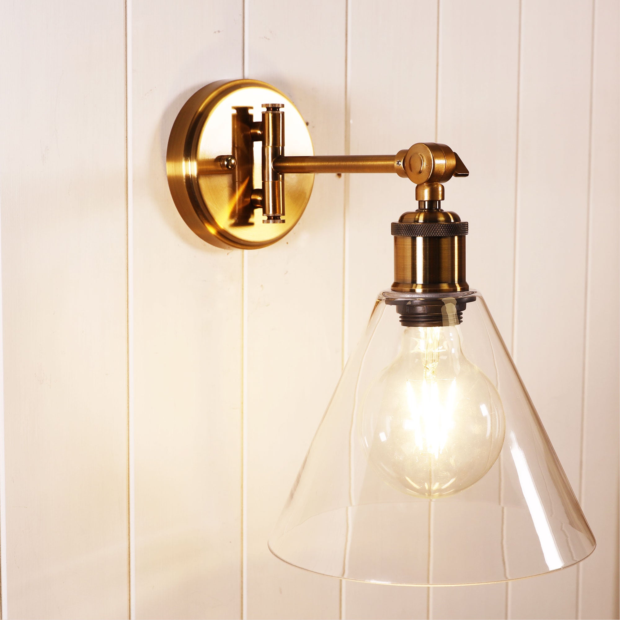 Heath Satin Brass E27 Swing Arm Wall Light