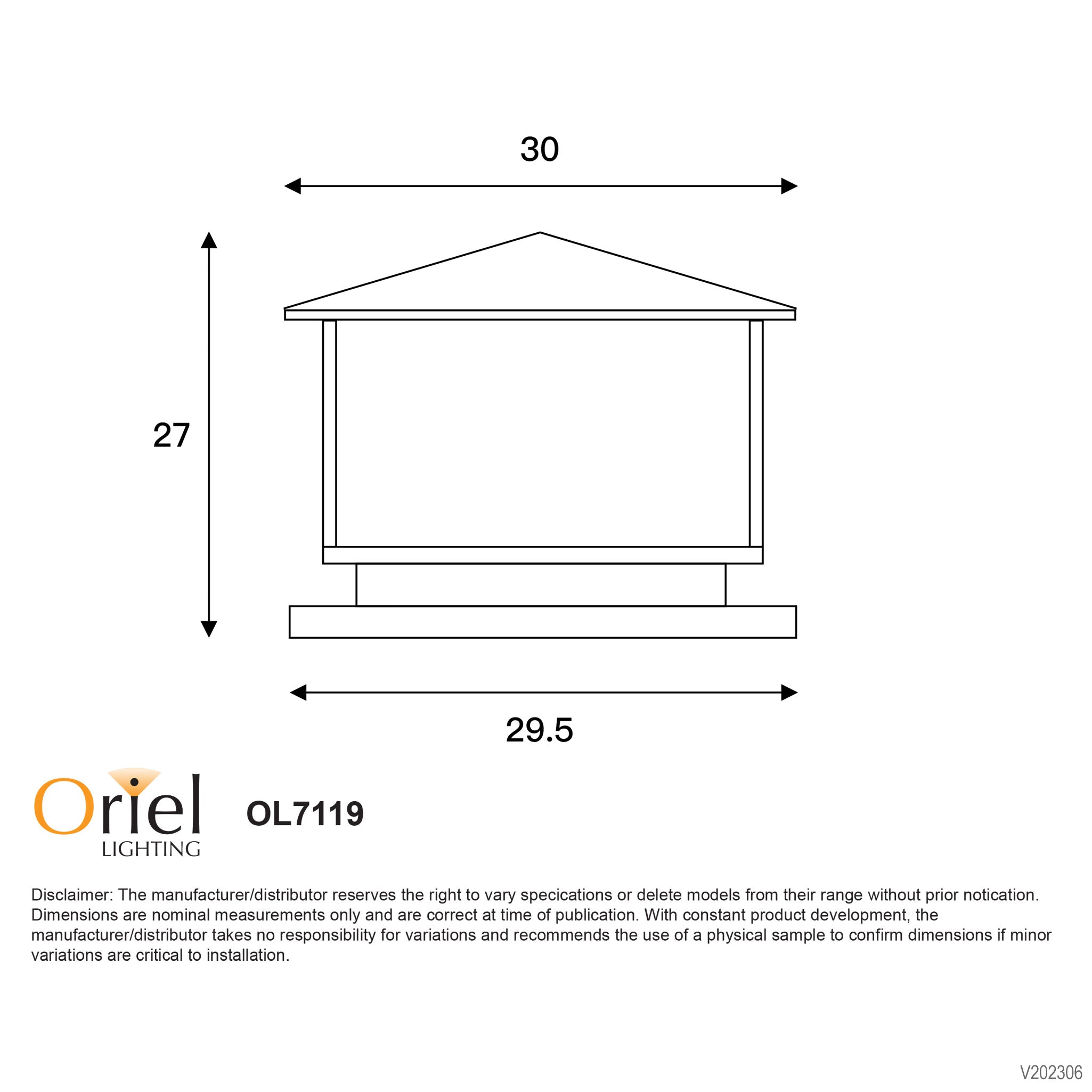 Cortez Black E27 IP44 Outdoor Pillar Mount Light