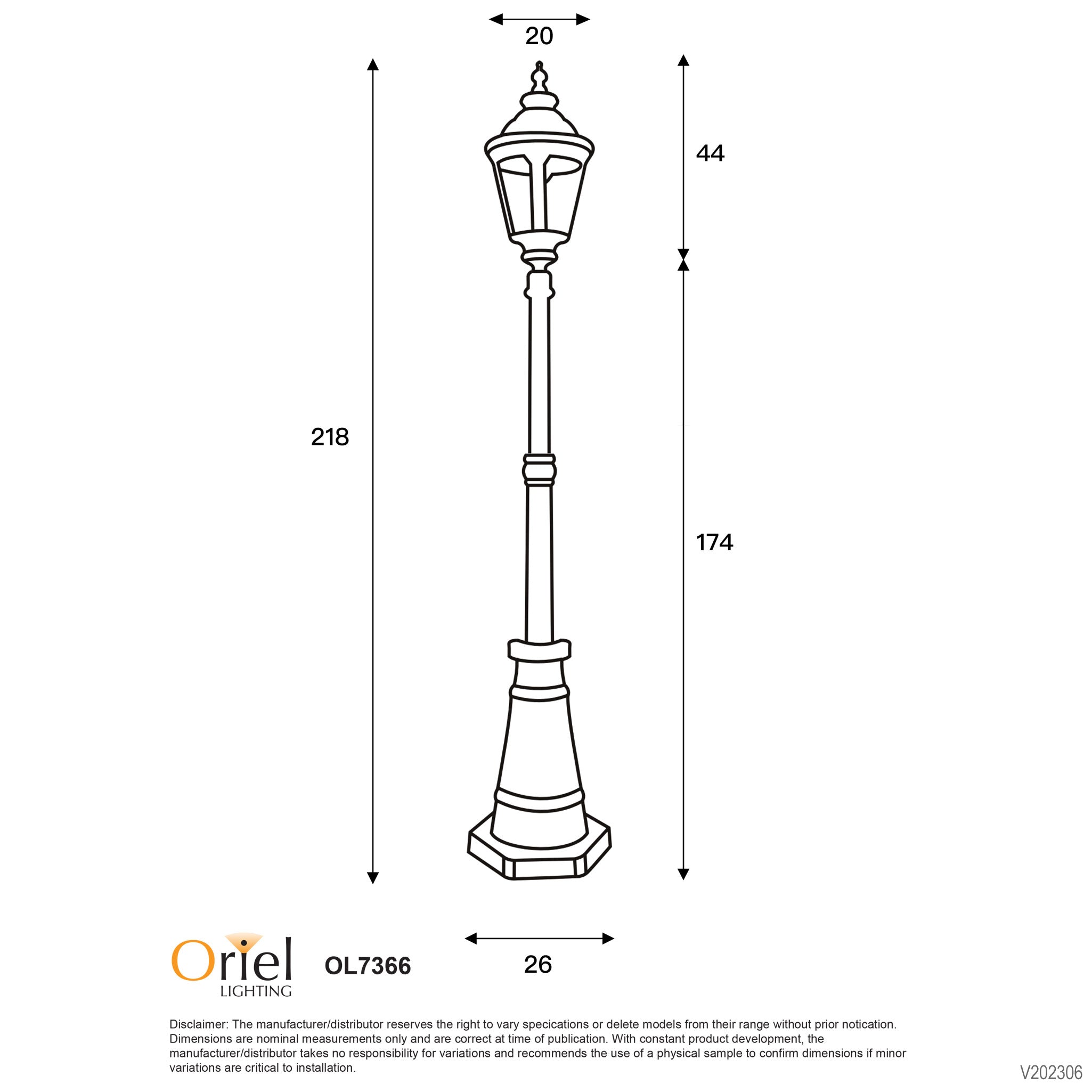Bristol Black E27 IP44 Traditional Outdoor Post Light