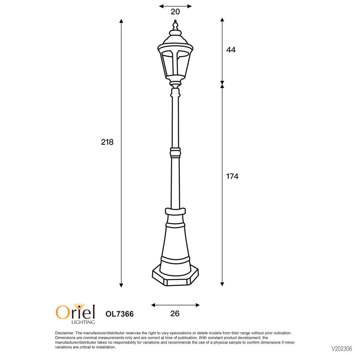 Bristol Black E27 IP44 Traditional Outdoor Post Light
