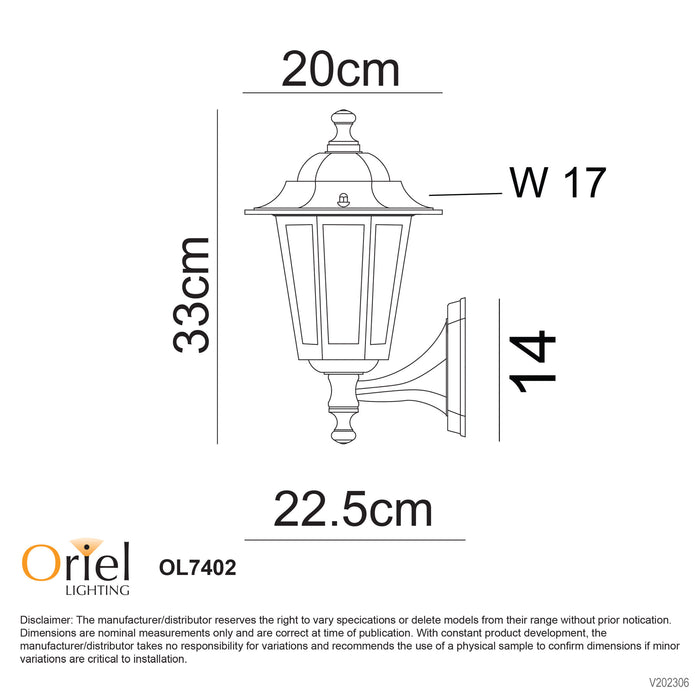 Ascot.Up Black E27 IP44 Traditional Coach Light