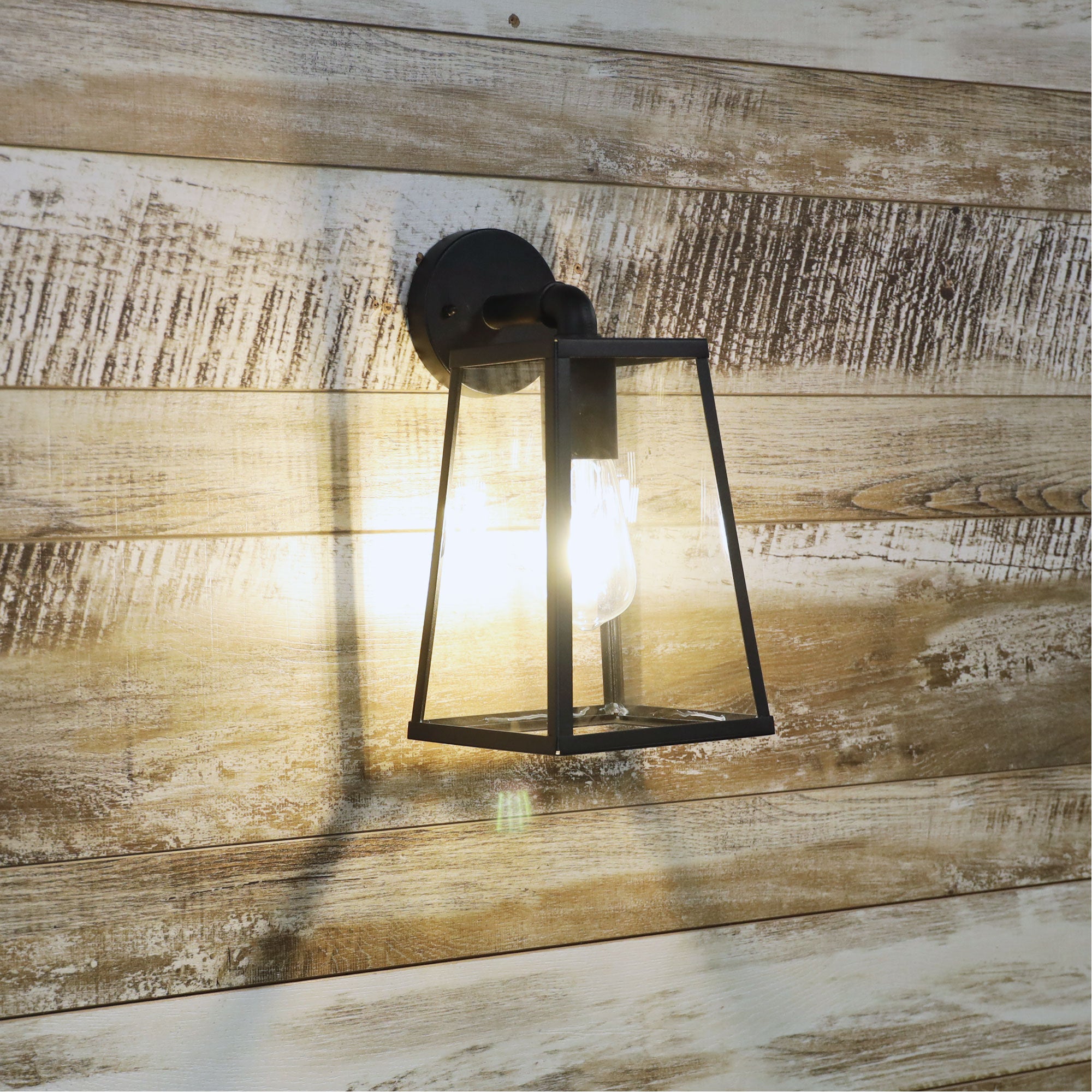 North Black E27 IP44 Outdoor Wall Light