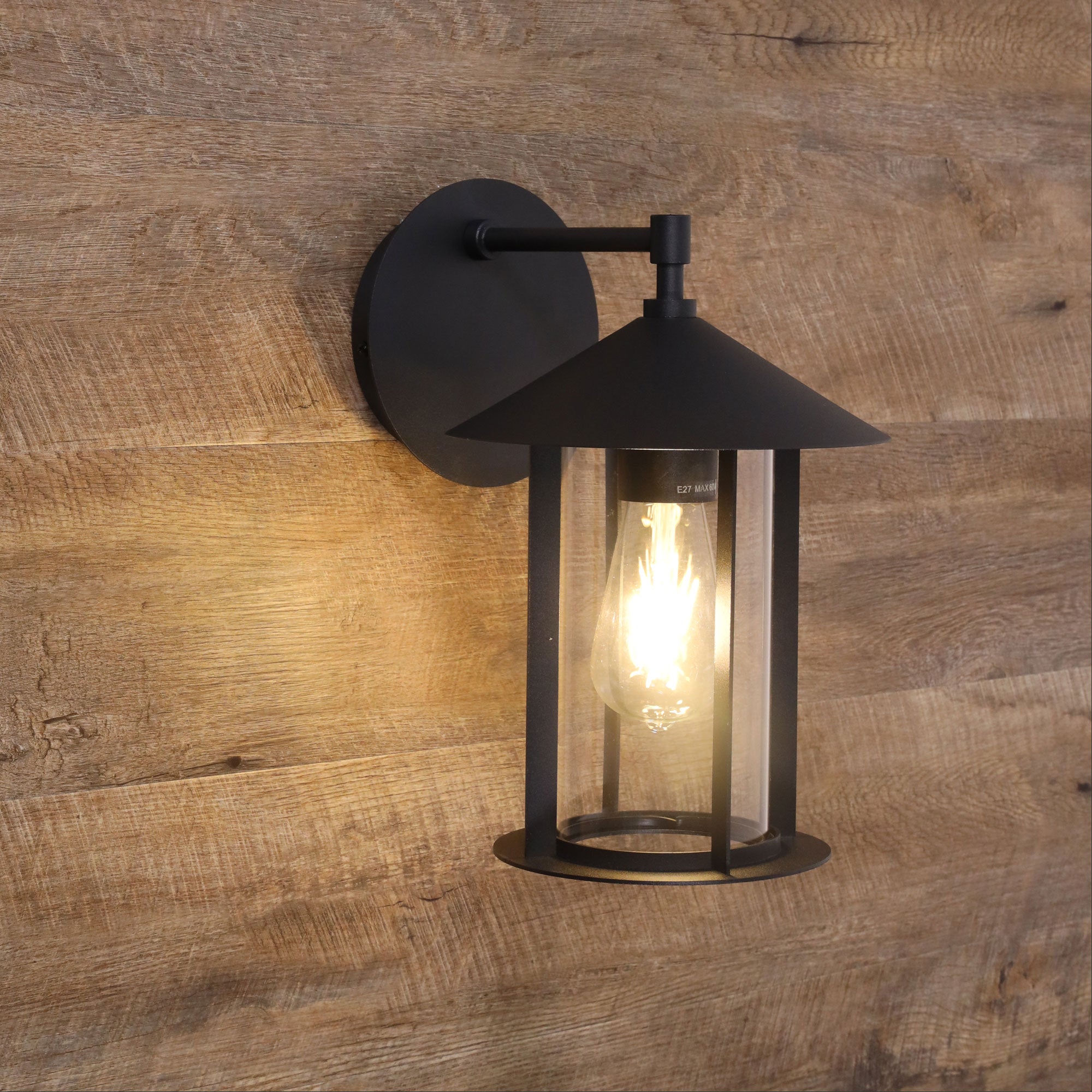 Holford Black E27 IP44 Outdoor Wall Light