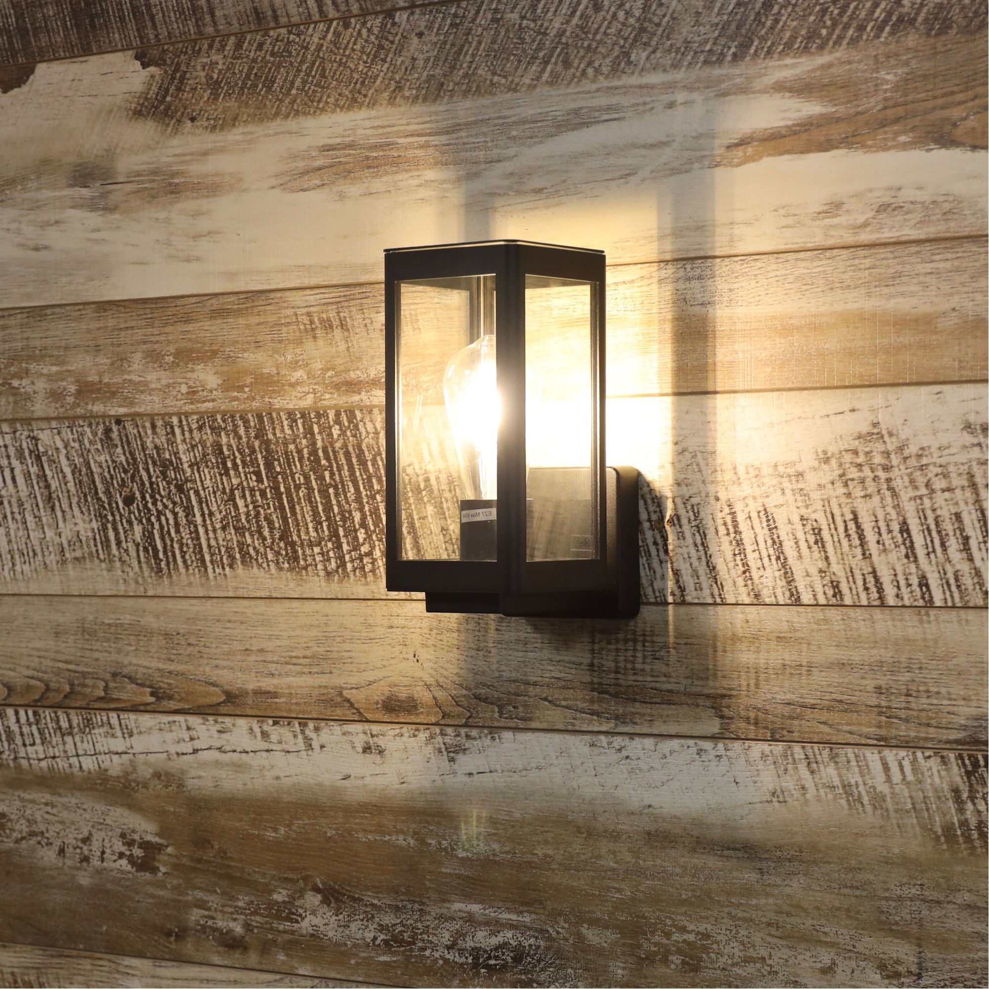 Portico Black E27 IP44 Outdoor Wall Light