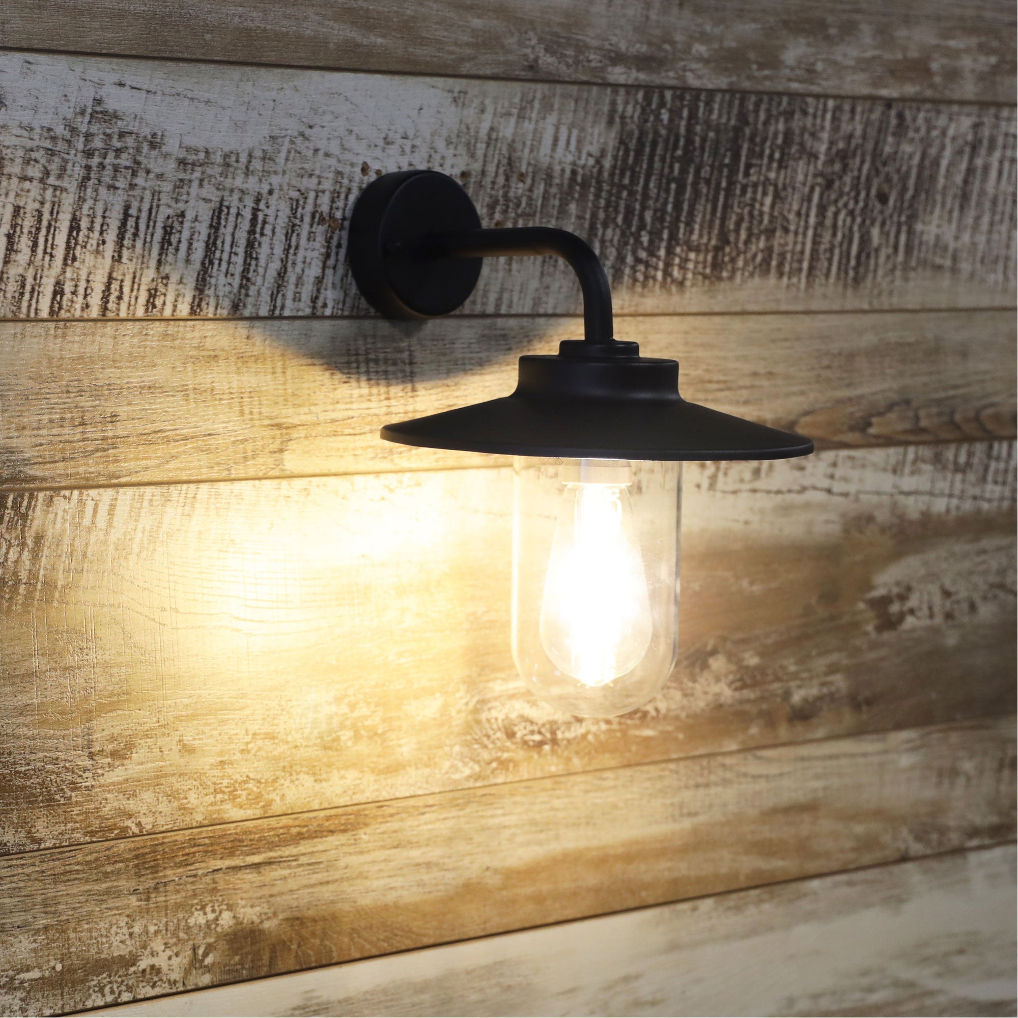 Anzio Black E27 IP44 Outdoor Wall Light