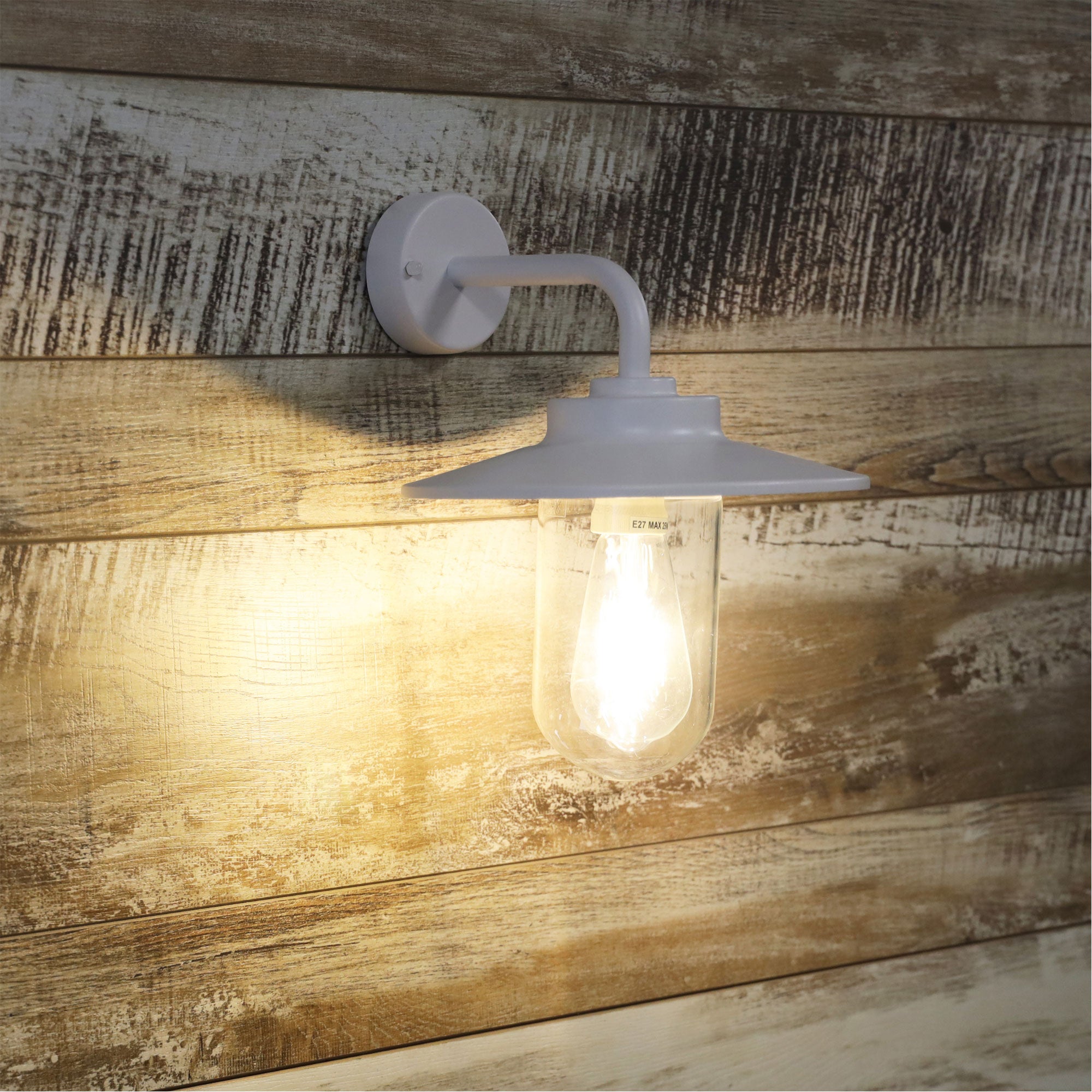 Anzio White E27 IP44 Outdoor Wall Light