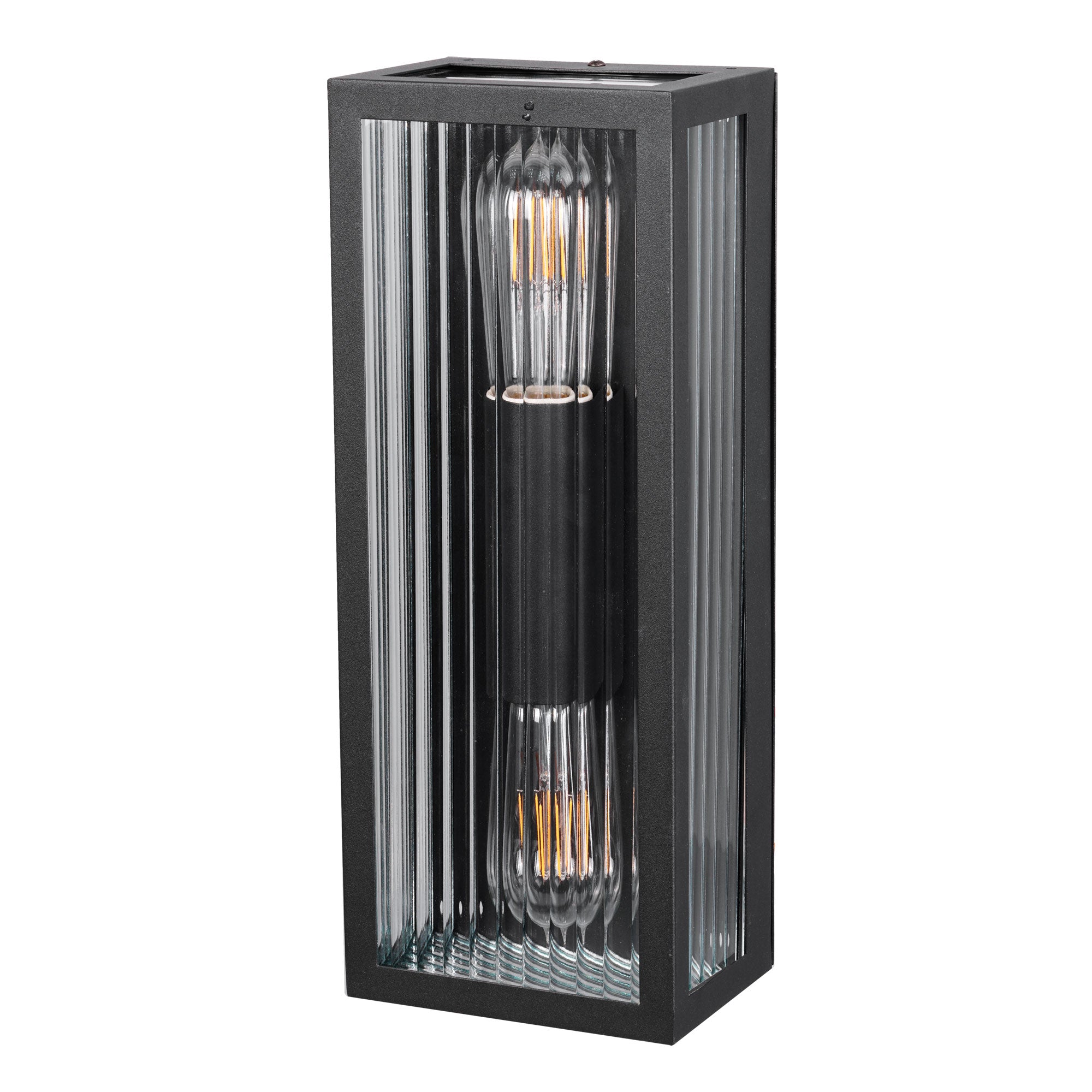 Chicago Twin Clear Ribbed Glass Decorative Outdoor Wall Light