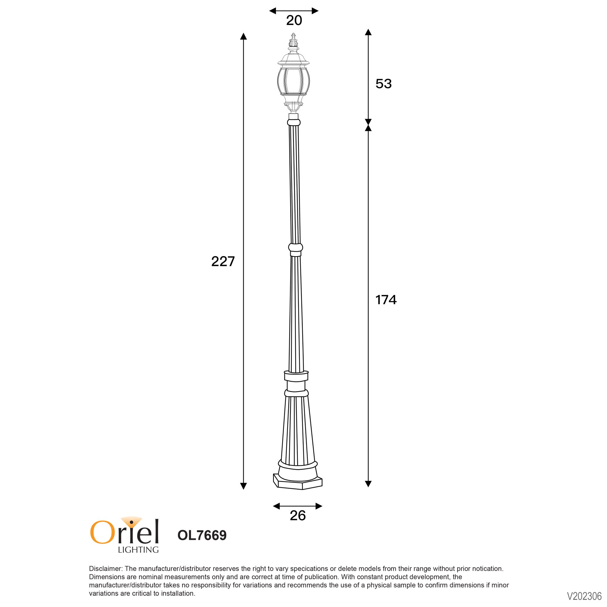 Highgate Black E27 IP44 Traditional Outdoor Post Light