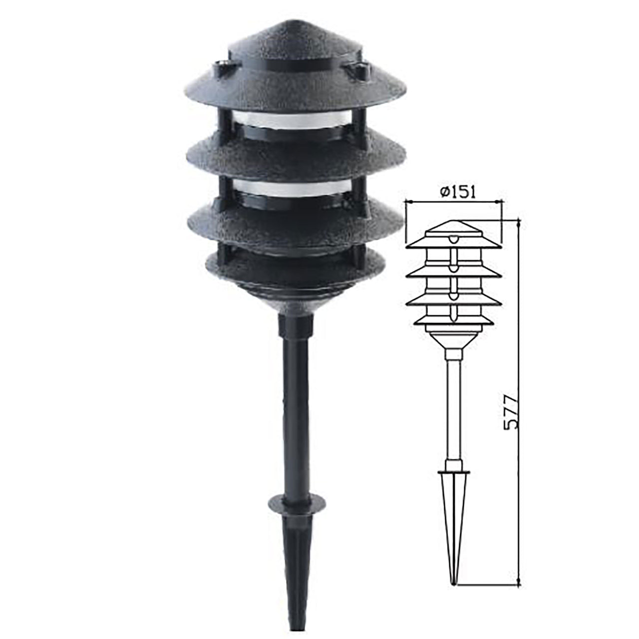 Pavillion Black 12V IP44 DIY Garden Pathway Spike Light