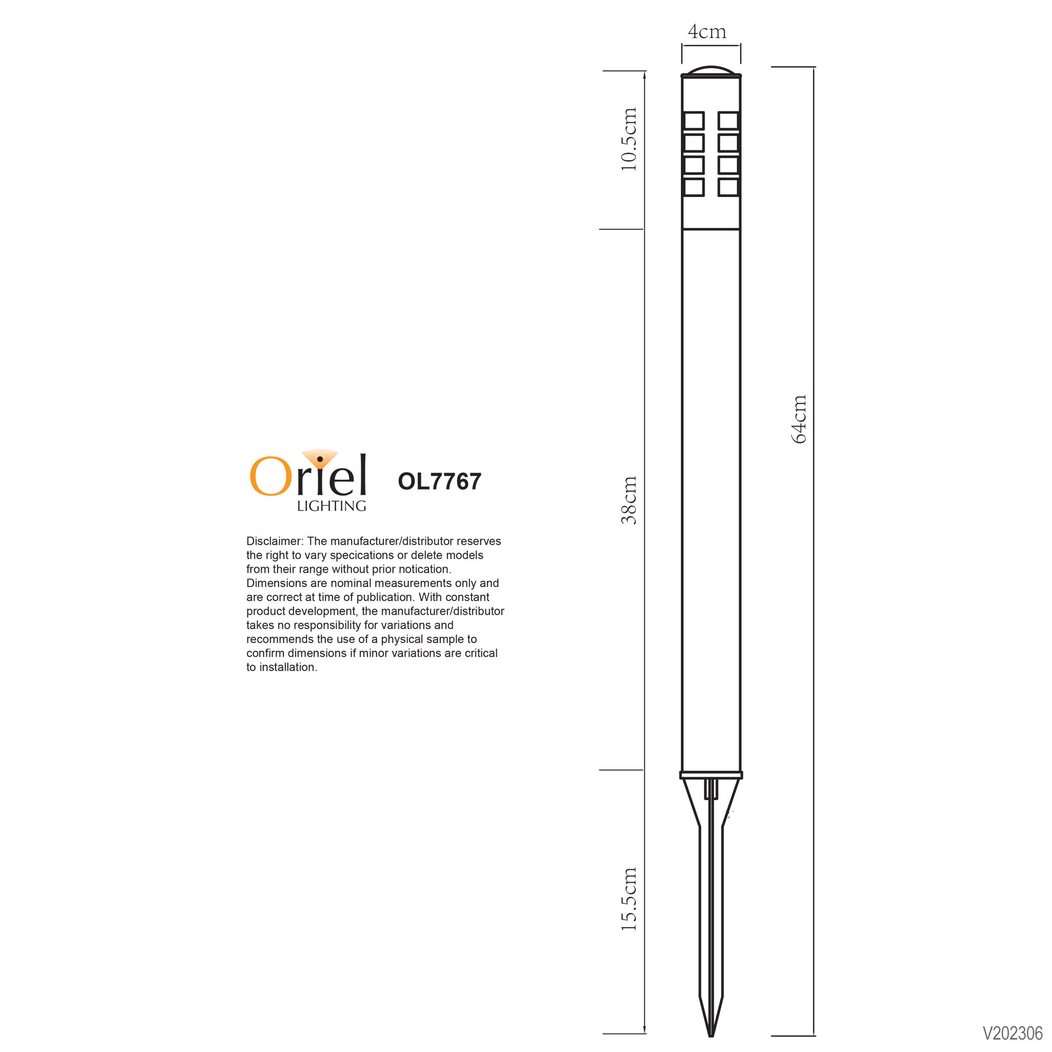 Lance Stainless Steel 12V IP44 DIY Garden Spike Light