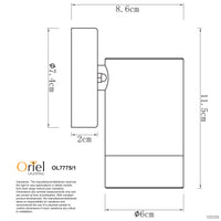 Thumbnail for Zeta Stainless Steel GU10 IP44 Fixed Down Wall Light