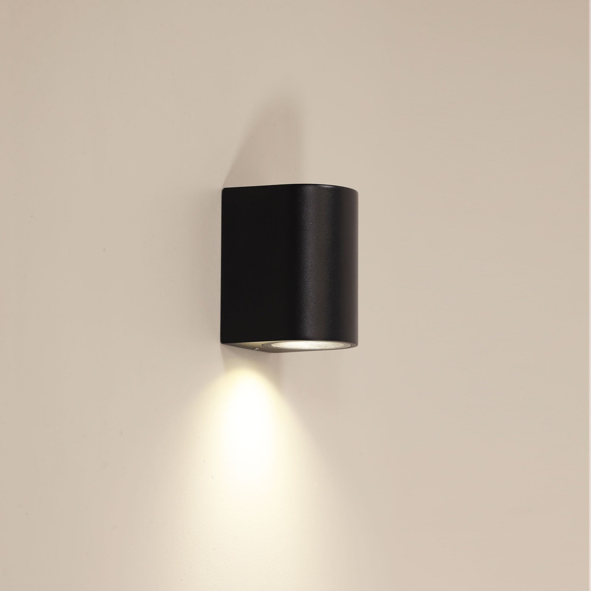 Hera Black GU10 IP54 Fixed Down Wall Light