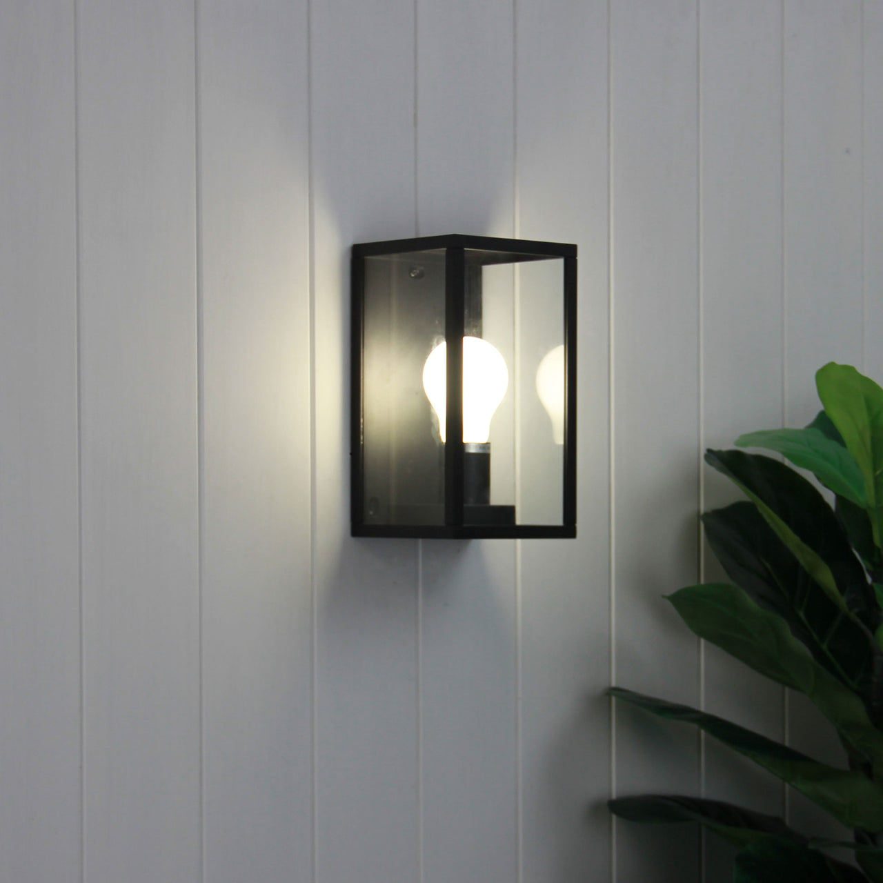 Pandora Black E27 IP54 Flush Hamptons Style Wall Light