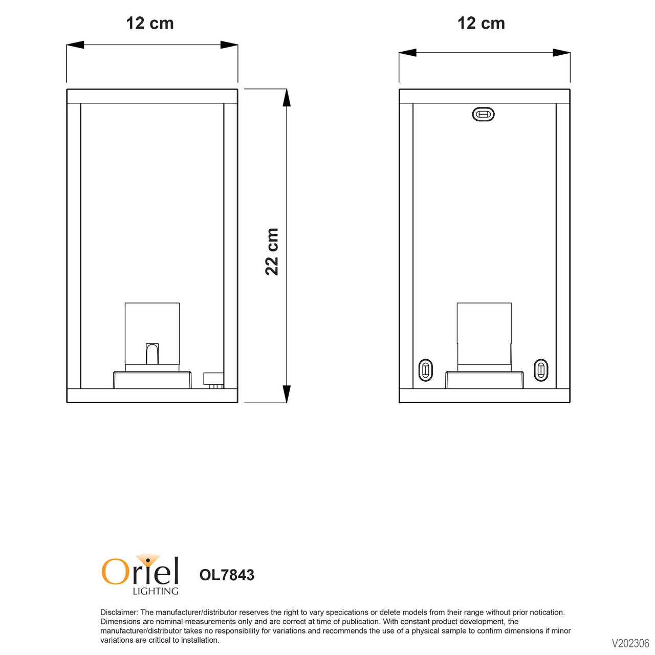 Pandora Black E27 IP54 Flush Hamptons Style Wall Light