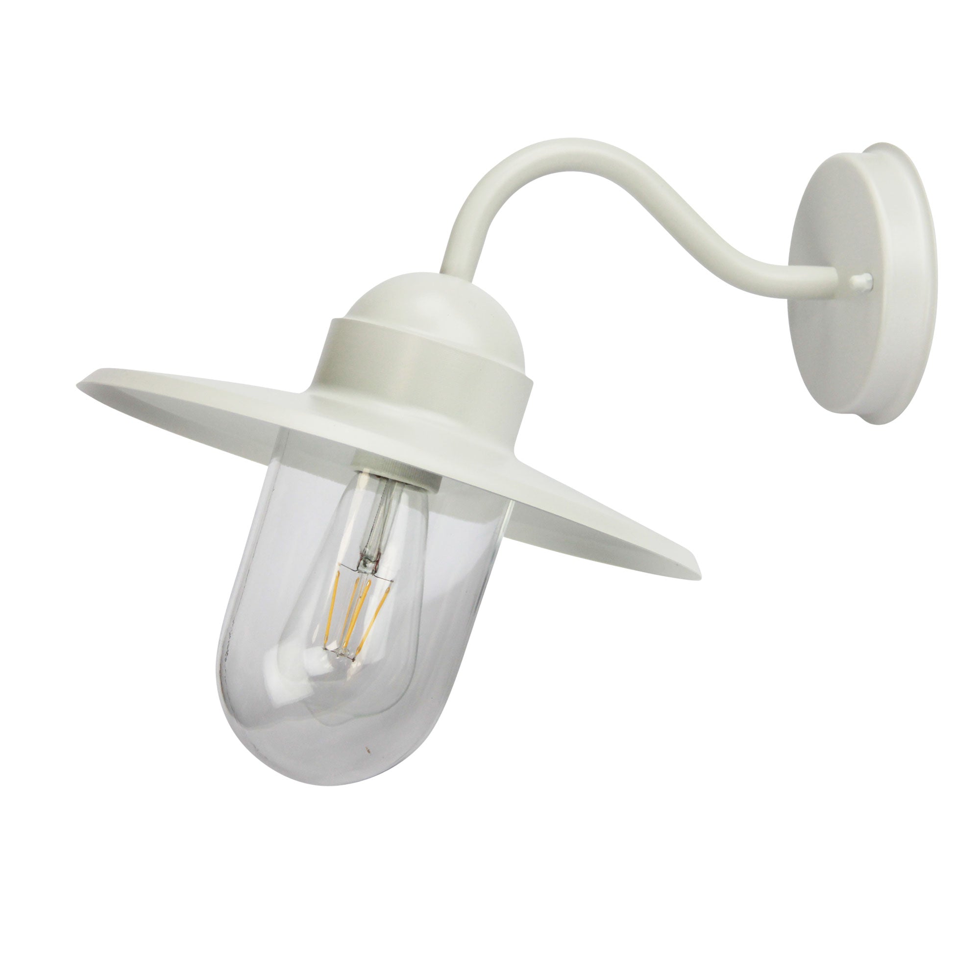 Alley White Textured E27 IP44 Retro Angled Wall Light