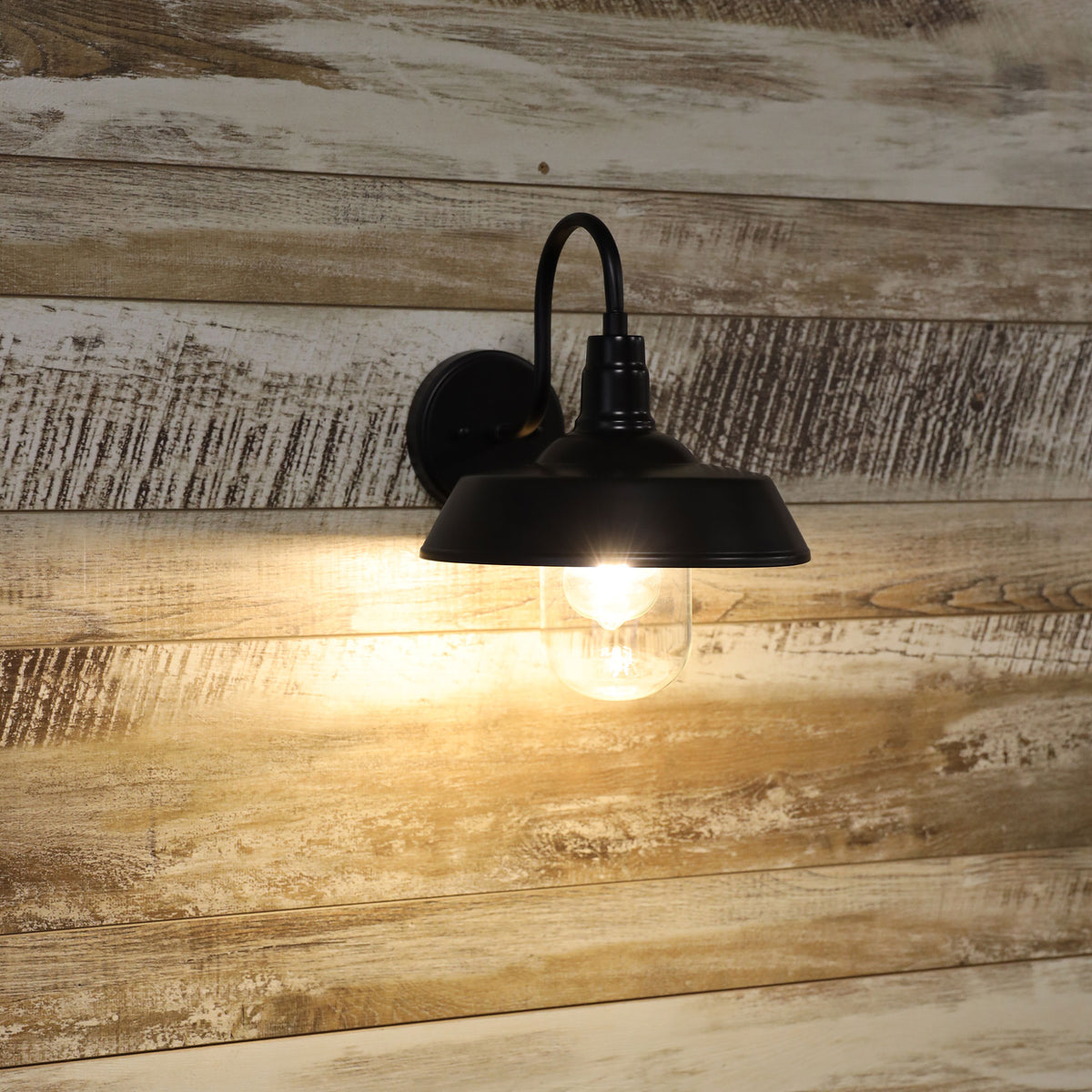 Hudson Black E27 IP44 Barn Style Wall Light