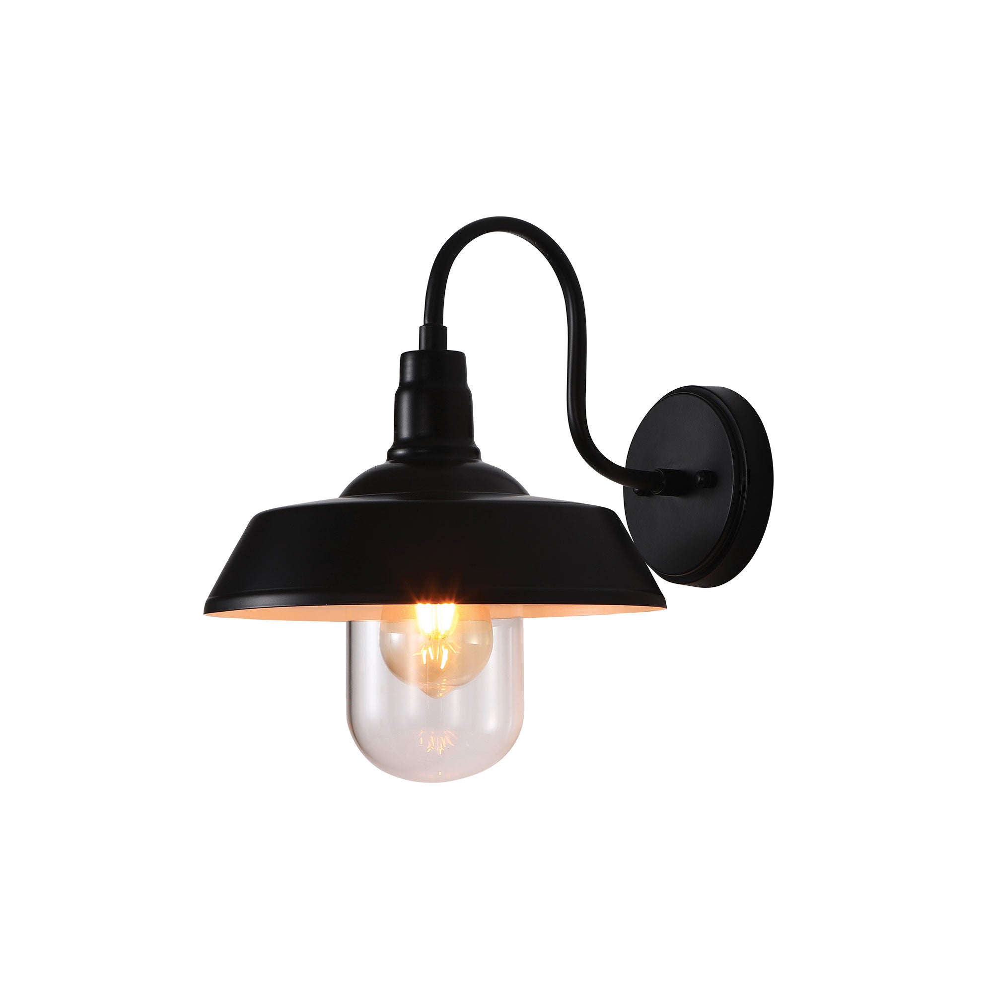 Hudson Black E27 IP44 Barn Style Wall Light