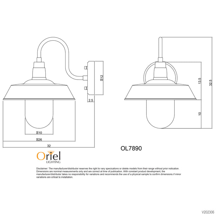 Hudson Black E27 IP44 Barn Style Wall Light
