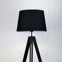 Thumbnail for Trevi Walnut, Black Metal & Black Fabric Floor Lamp