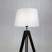 Trevi Walnut, Black Metal & White Fabric Floor Lamp