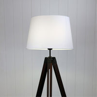Thumbnail for Trevi Walnut, Black Metal & White Fabric Floor Lamp