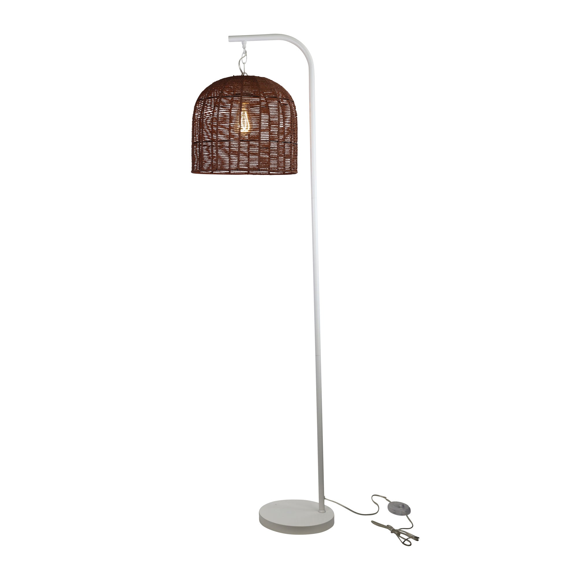 Jess White & Natural Brown Poppa Shade Floor Lamp