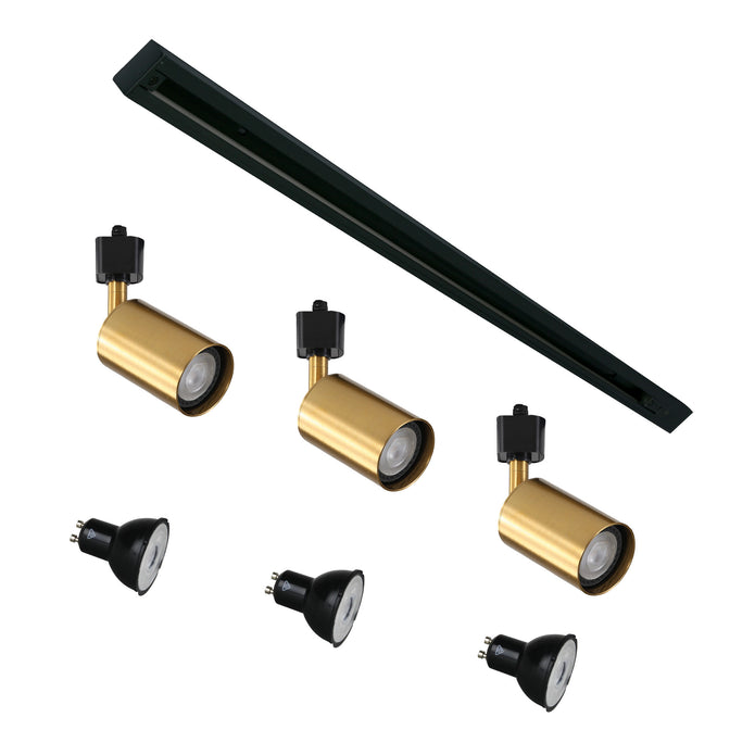 Bridge Satin Brass & Black 3 Light Track Kit