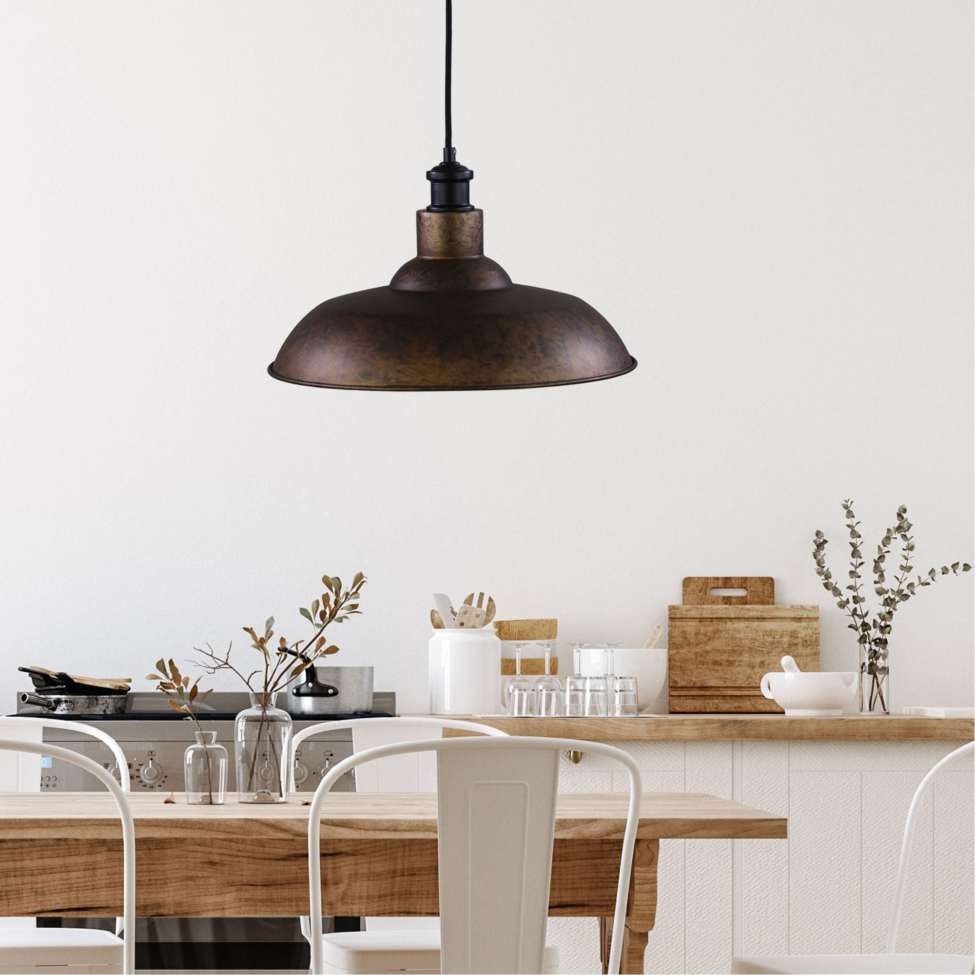 Slater Rust Finish Industrial Style Pendant Light