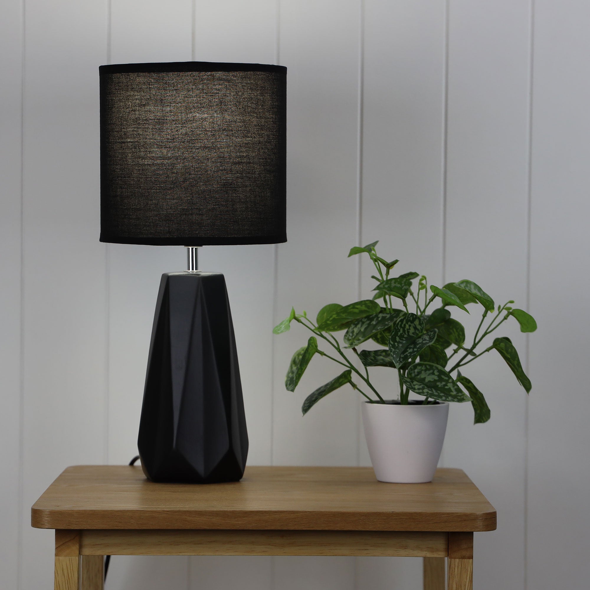 Shelly Black Ceramic & Fabric Table Lamp