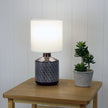 Celia Coffee Brown Ceramic & White Fabric Table Lamp