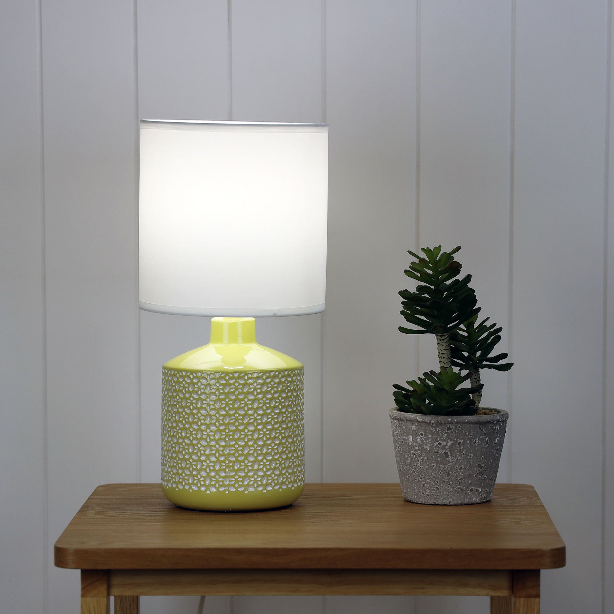 Celia Yellow Ceramic & White Fabric Table Lamp