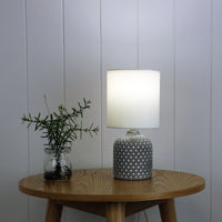 Thumbnail for Vera Grey Ceramic & White Fabric Table Lamp