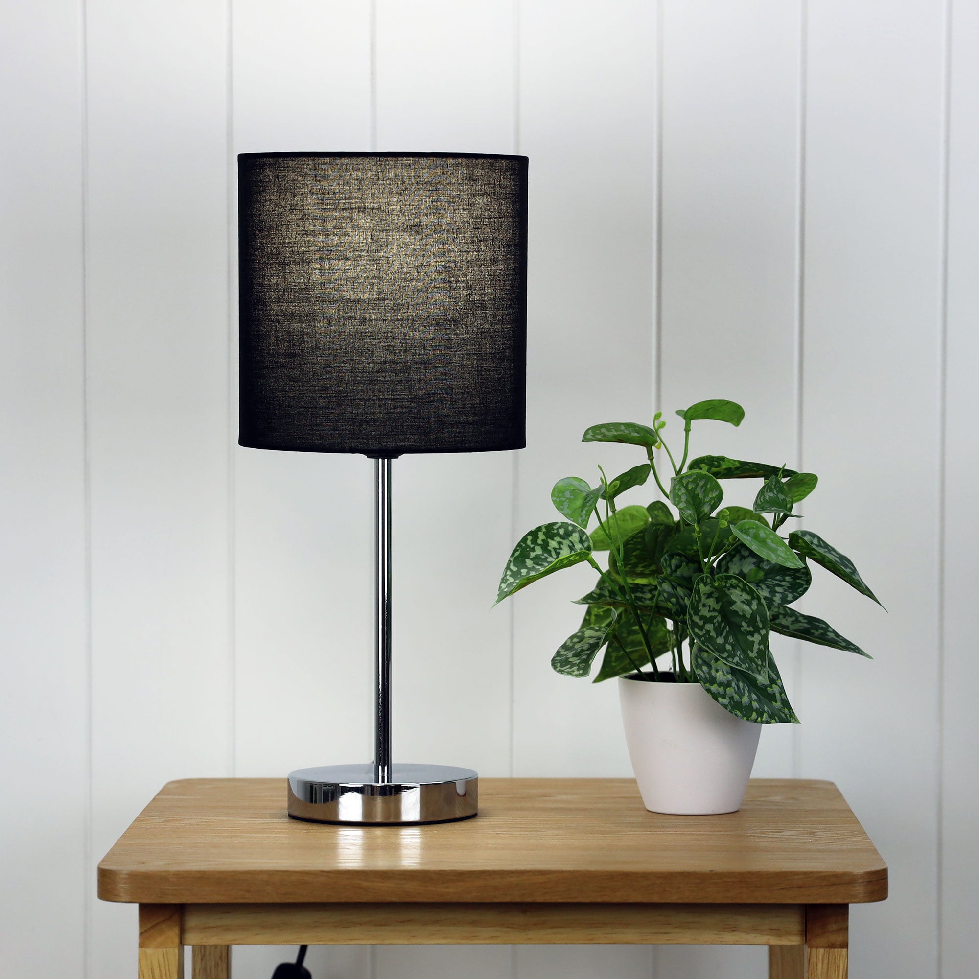 Zola Chrome Base With Black Shade Table Lamp