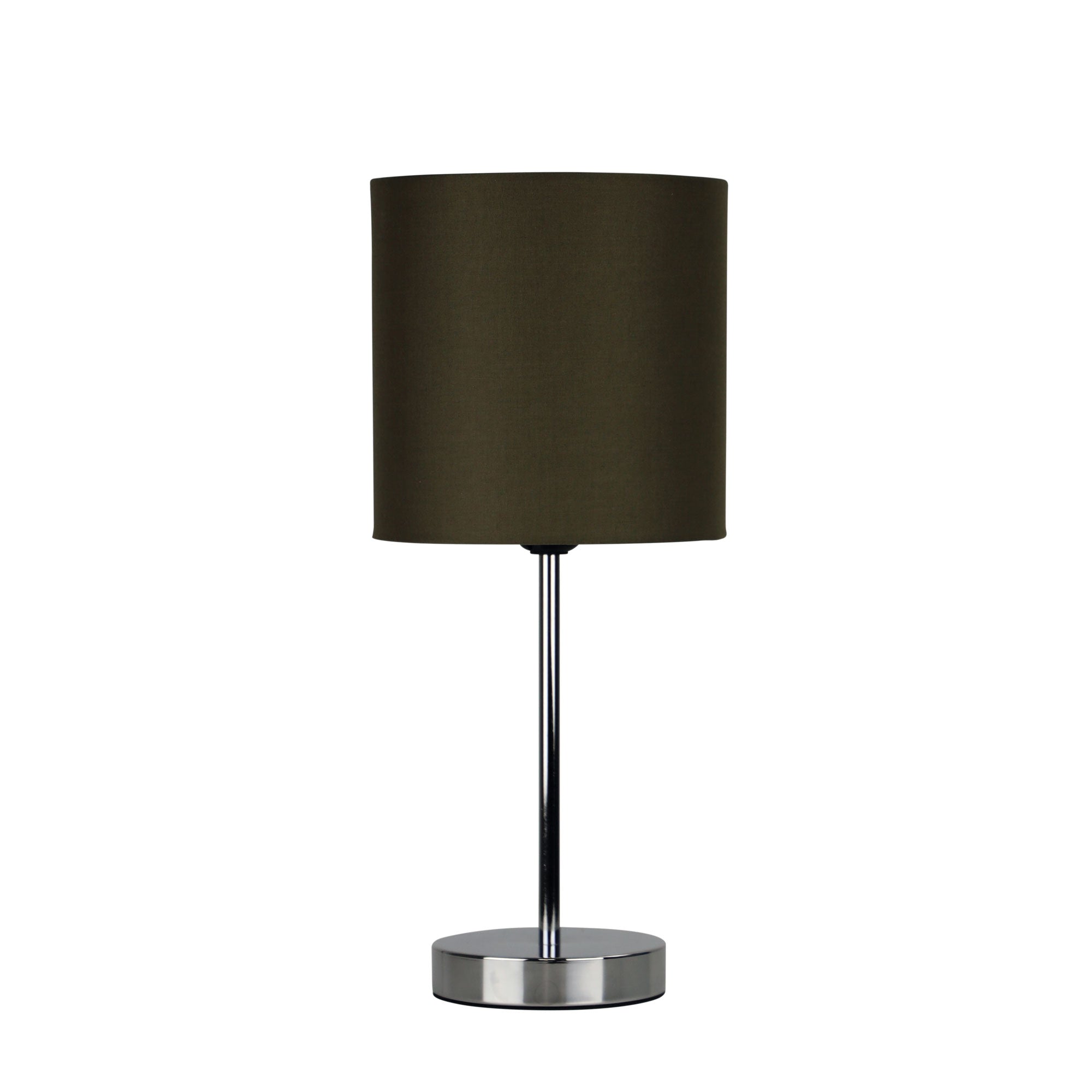 Zola Table Lamp Chrome Basewith Taupe Shade