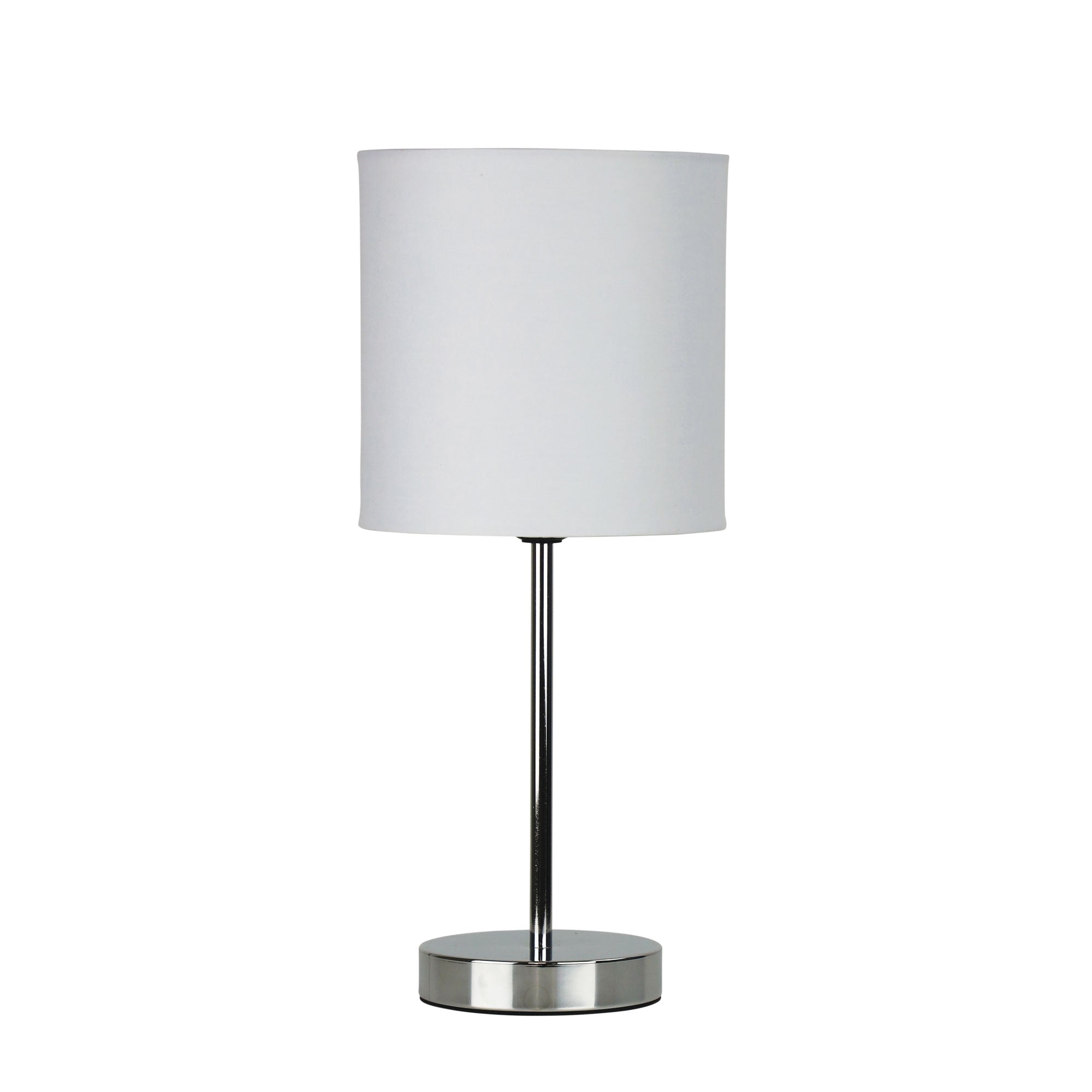 Zola Table Lamp Chrome Base With White Shade
