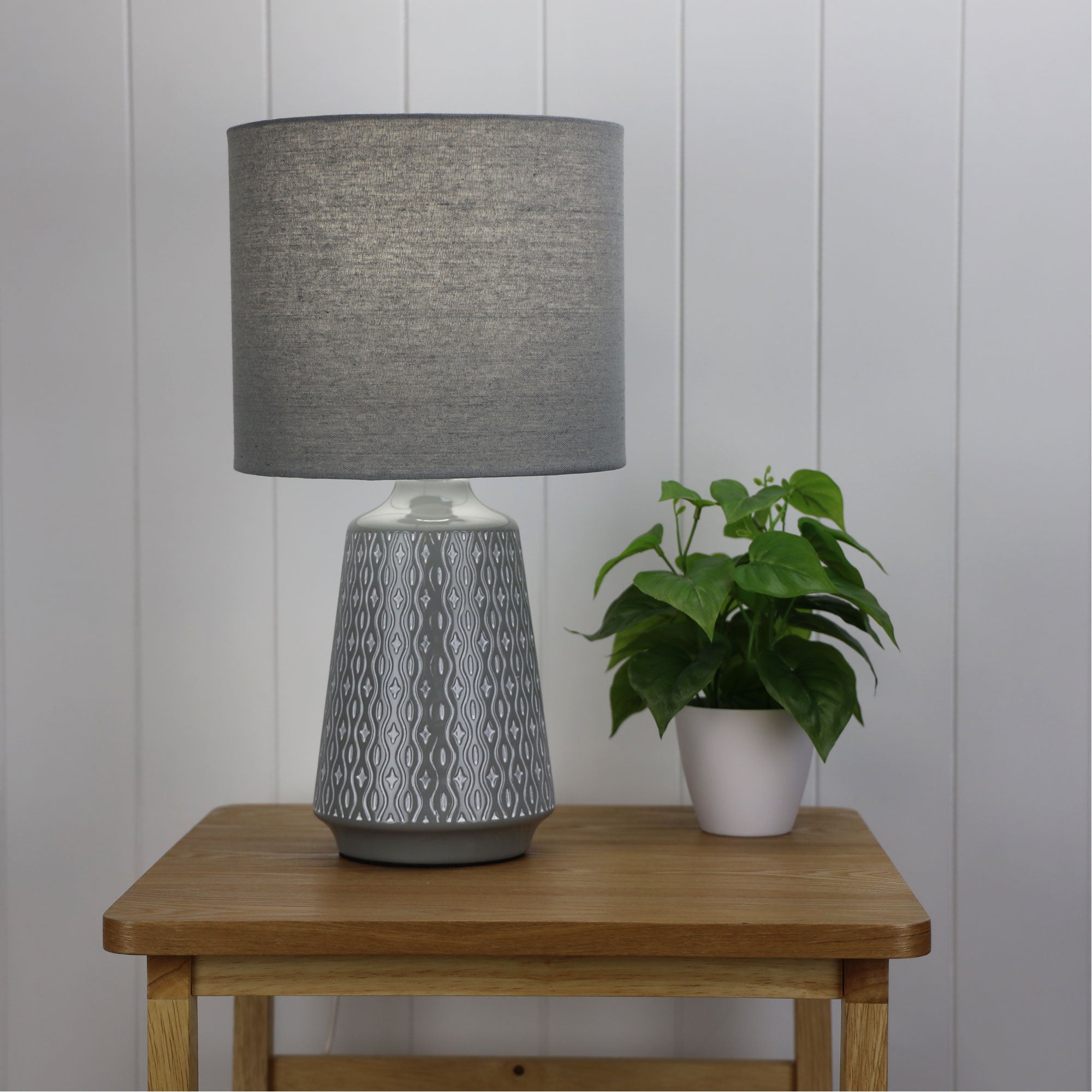 Moana Grey Ceramic & Fabric Table Lamp