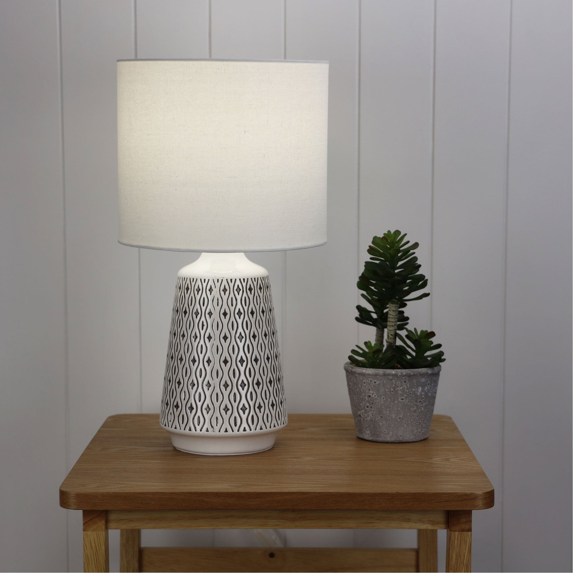 Moana White Ceramic & Fabric Table Lamp