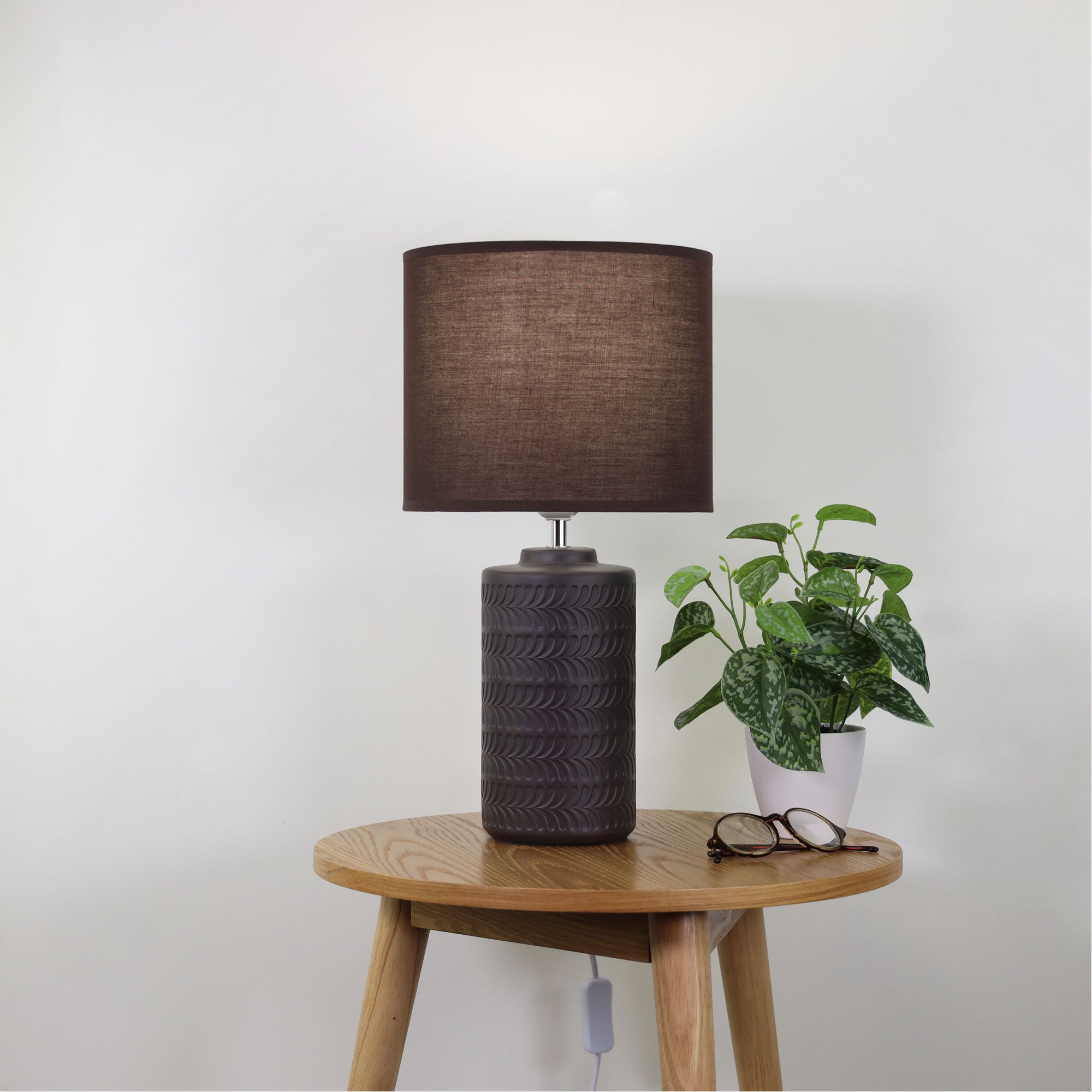 Jenny Coffee Brown Ceramic & Fabric Table Lamp