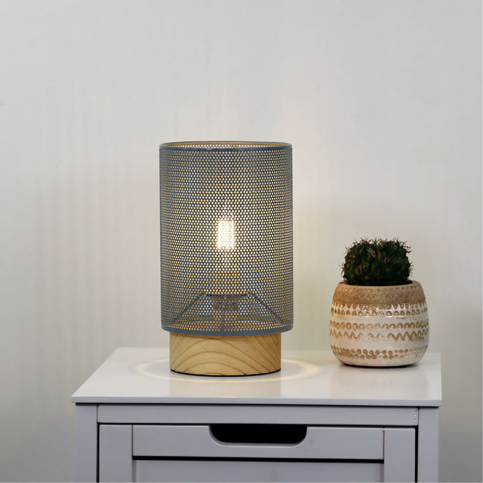 Lenny Matt Grey Metal Mesh Table Lamp