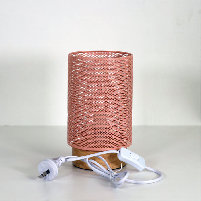 Lenny Matt Pink Metal Mesh Table Lamp