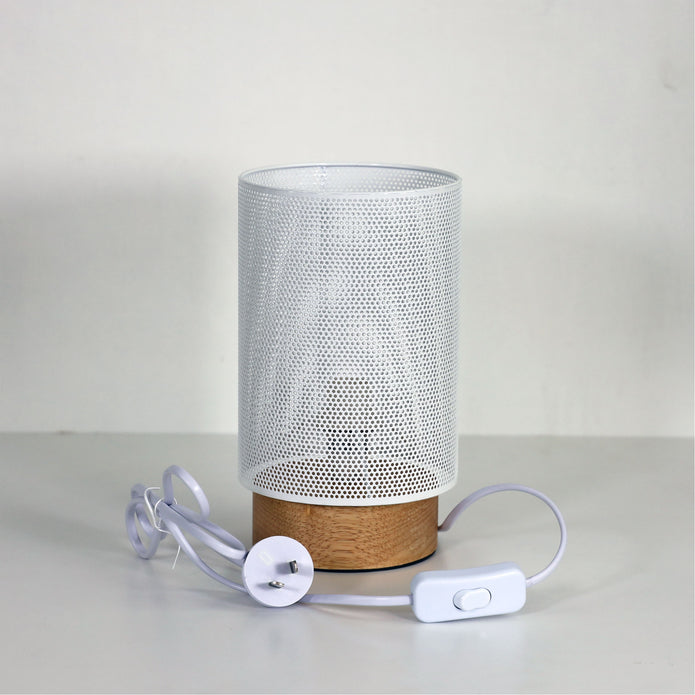 Lenny Matt White Metal Mesh Table Lamp