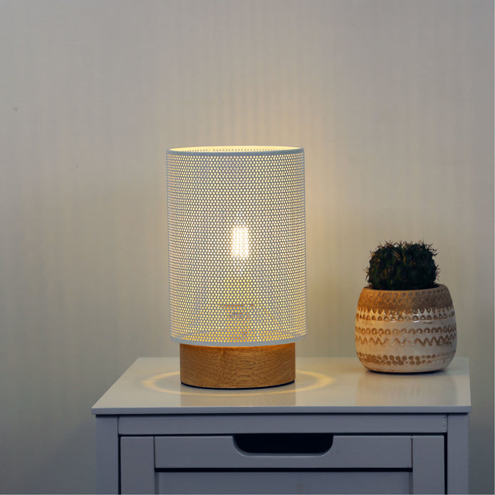 Lenny Matt White Metal Mesh Table Lamp
