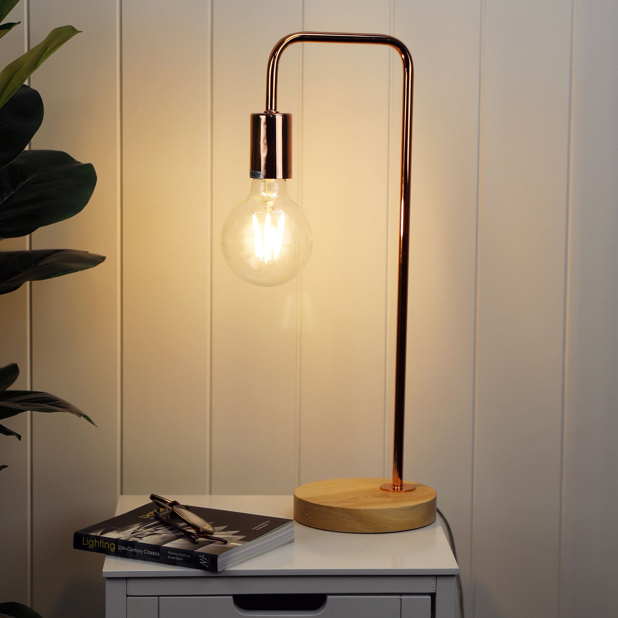 Lane Copper & Timber Scandi Table Lamp
