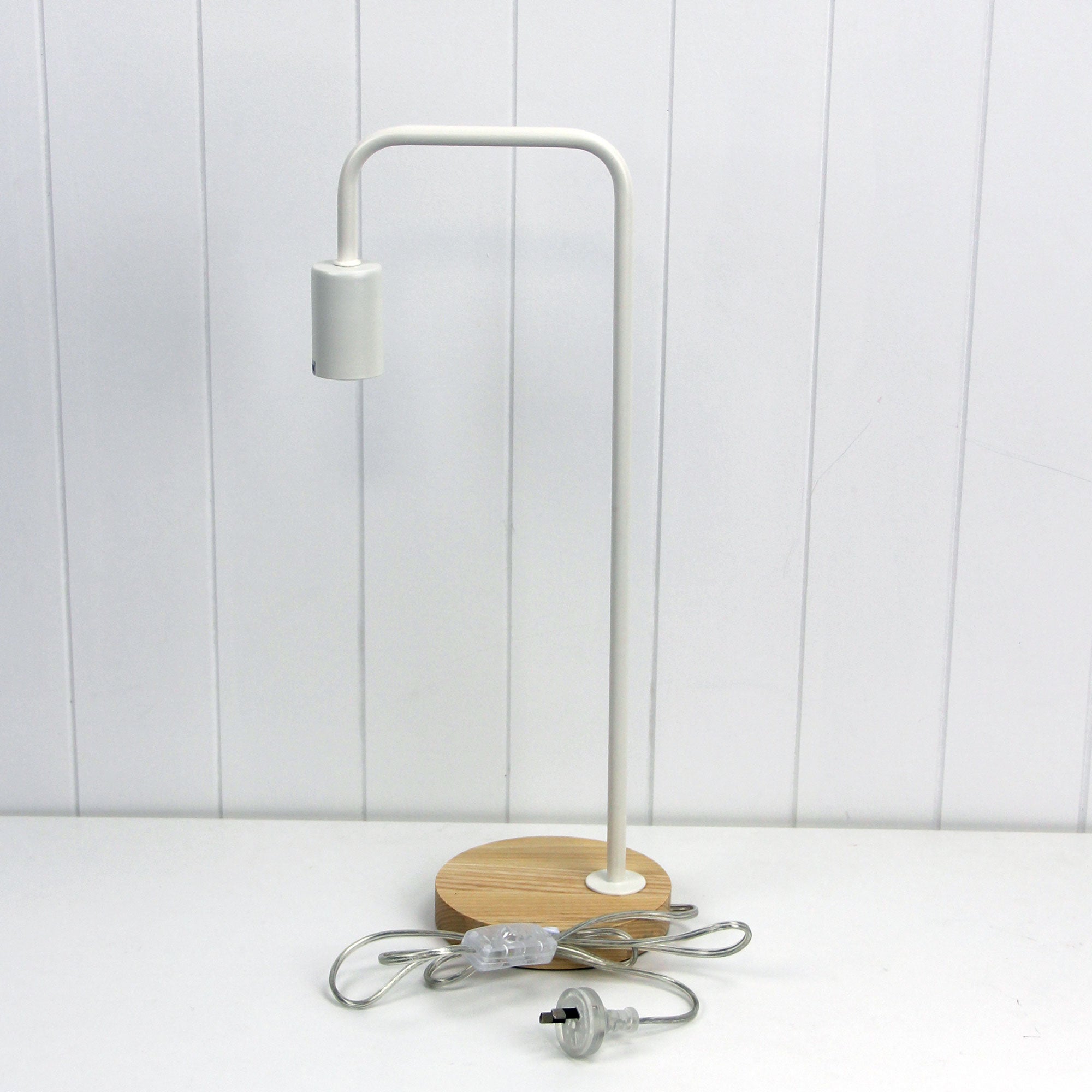 Lane White & Timber Scandi Table Lamp