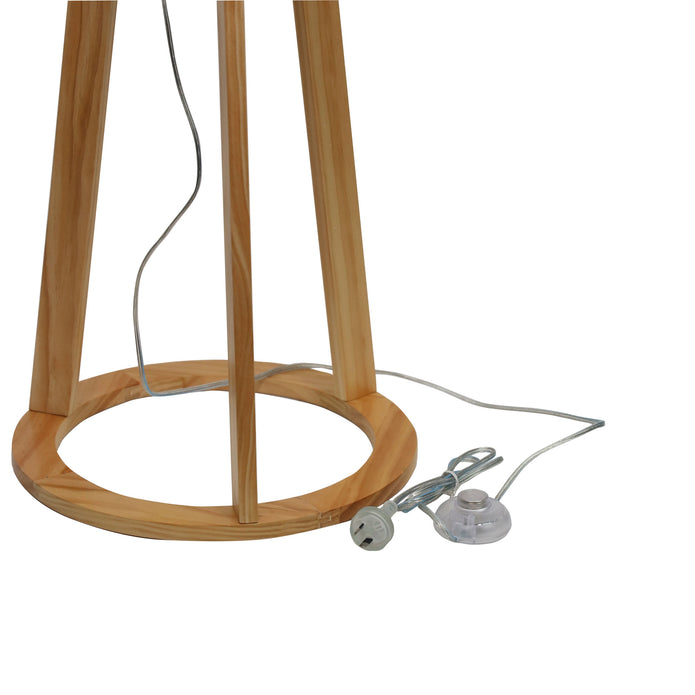 Stabb Natural Pine & Black Fabric Floor Lamp