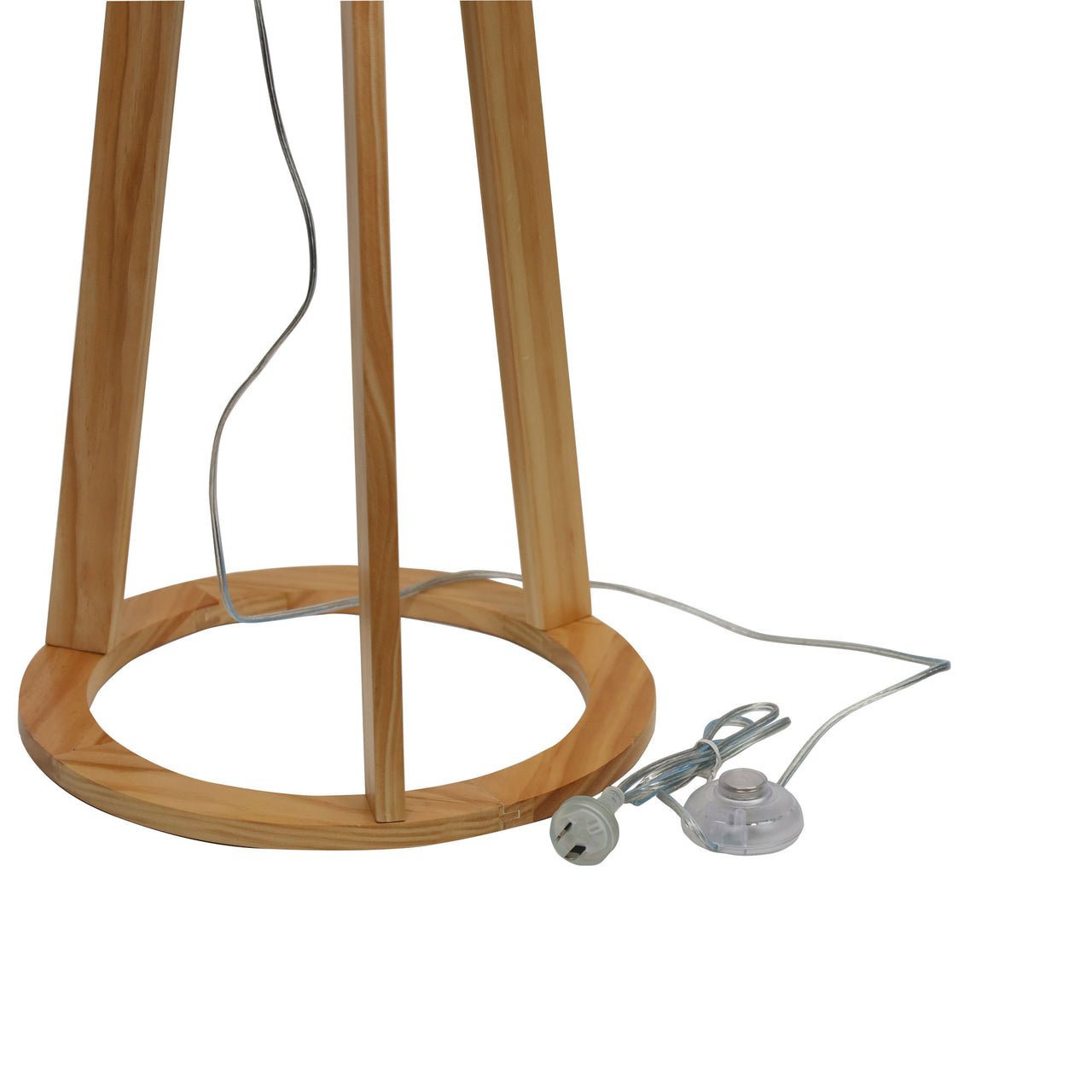 Stabb Natural Pine & White Fabric Floor Lamp