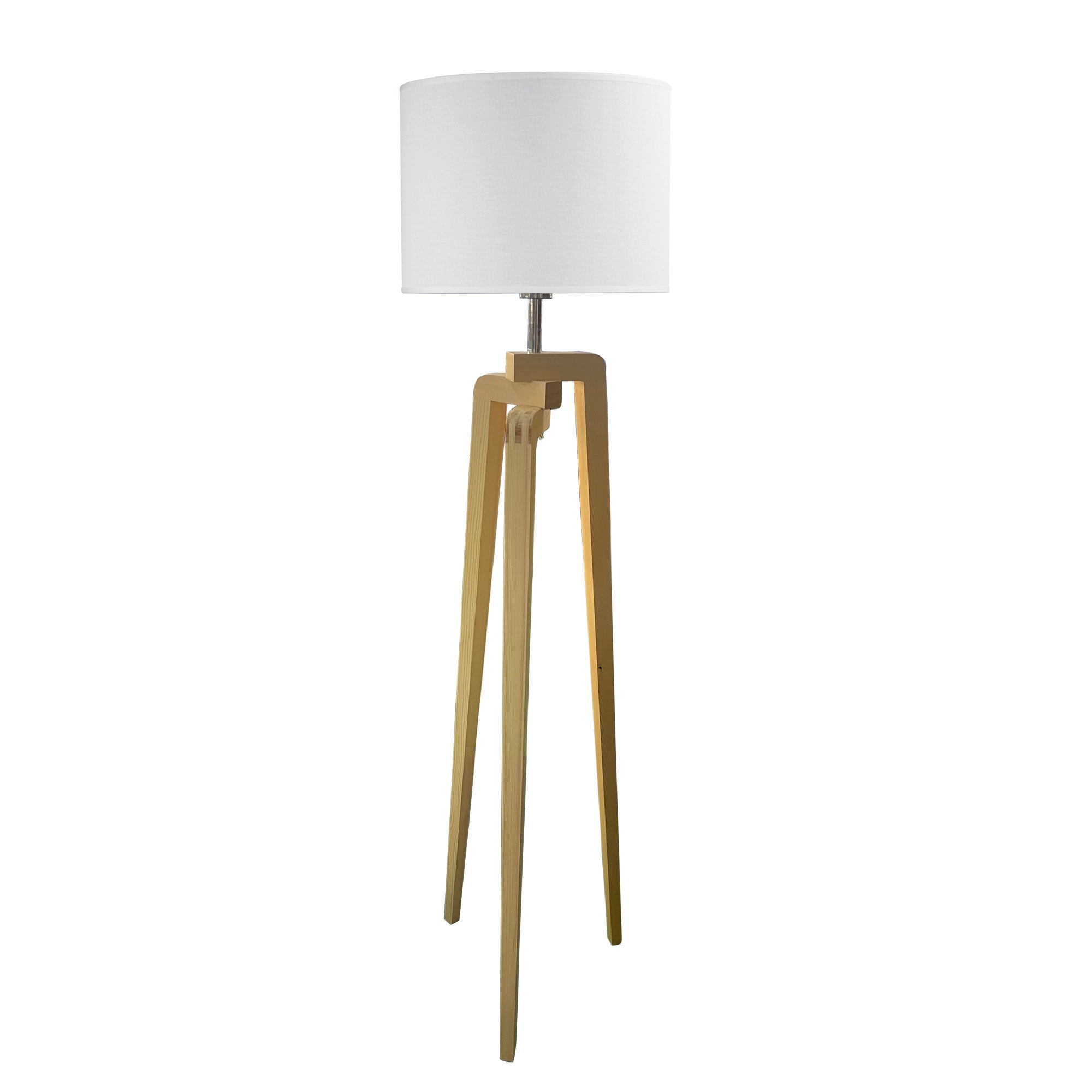 Lund Natural Timber & White Fabric Floor Lamp
