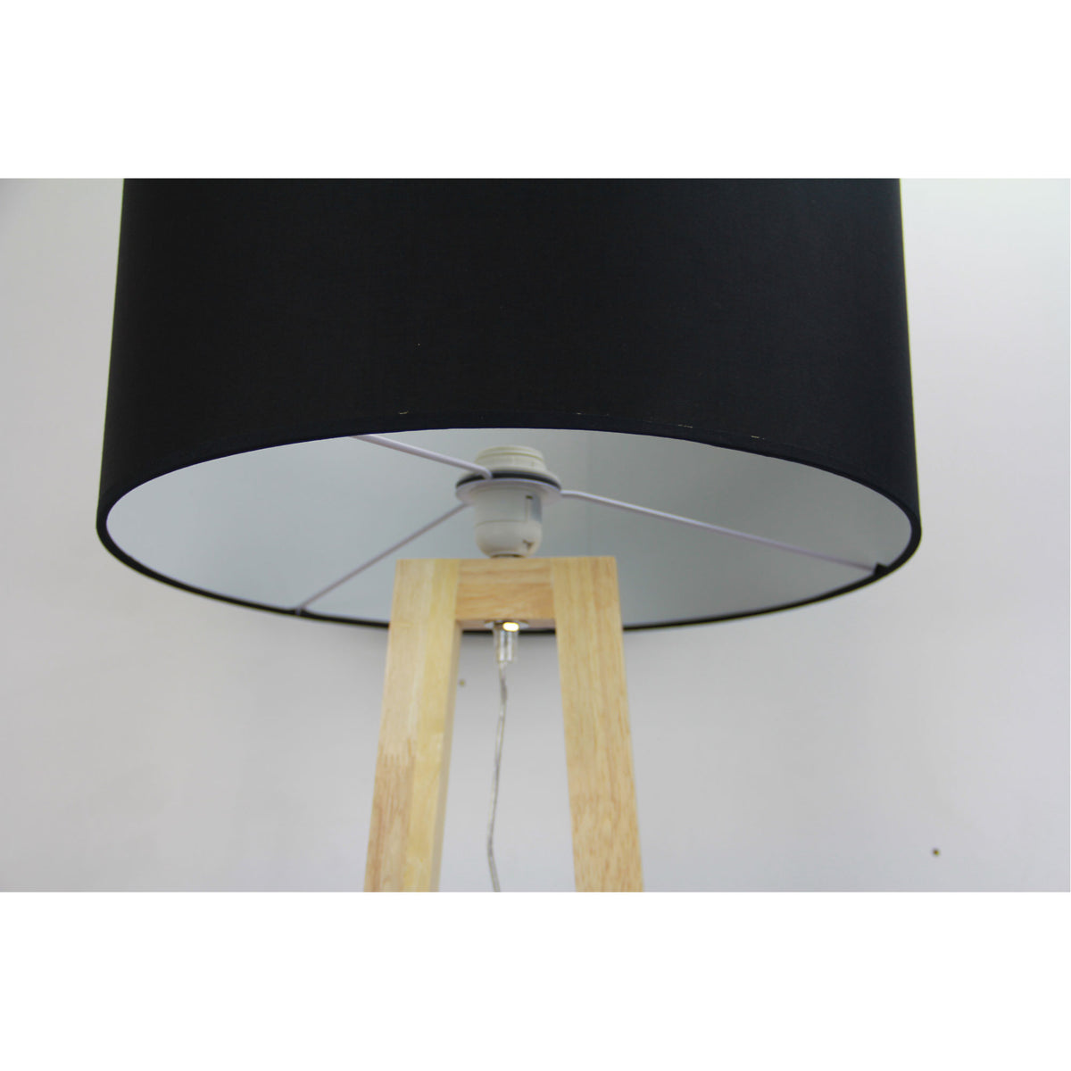 Edra Natural Timber & Black Cotton Scandi Floor Lamp
