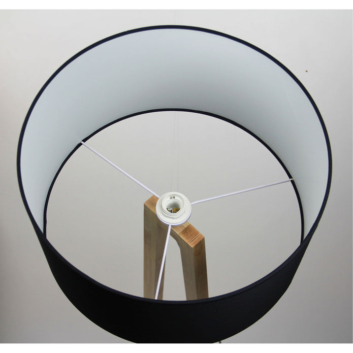 Edra Natural Timber & Black Cotton Scandi Floor Lamp